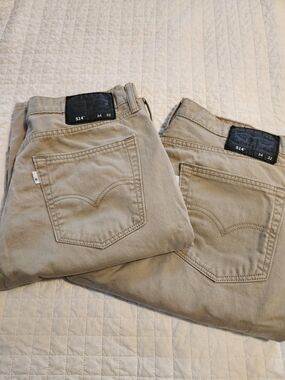2 LOT pair Levi's 514 Straight  Jeans - Light Khaki SIZE 34